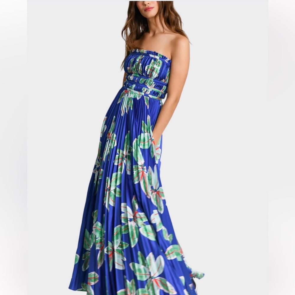 Hutch Blue Pleated One Shoulder Sundress
